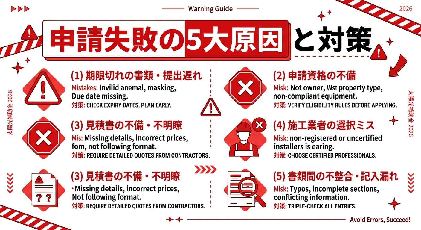 太陽光パネル補助金の申請に失敗する5つの理由と対策