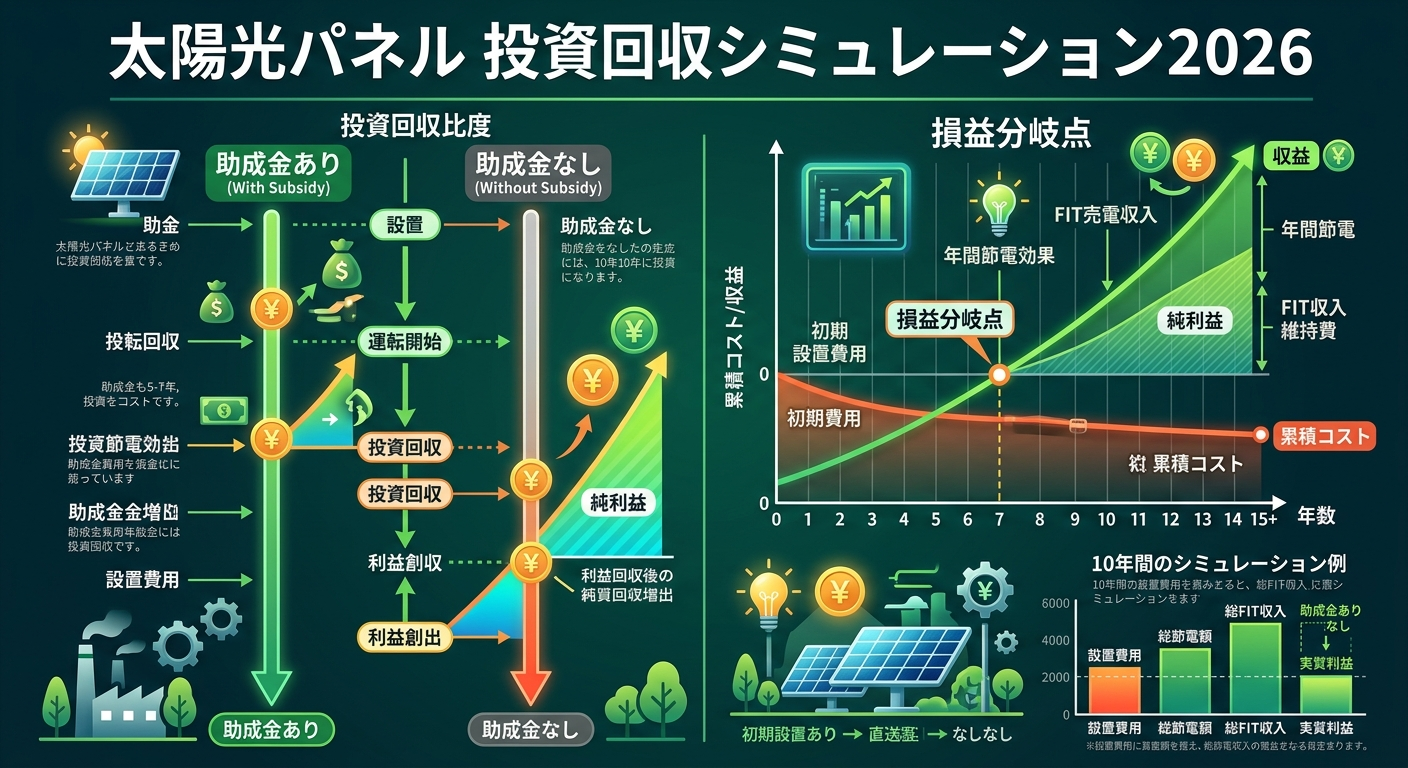 太陽光発電の売電収入と補助金を合わせた投資回収期間2026