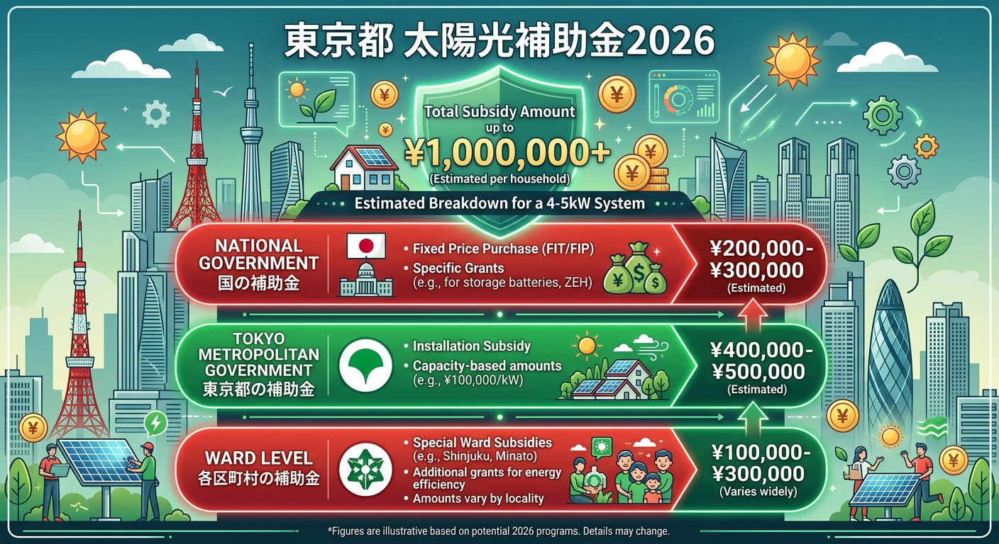 東京都 太陽光パネル補助金2026|最大いくら?申請条件と手順