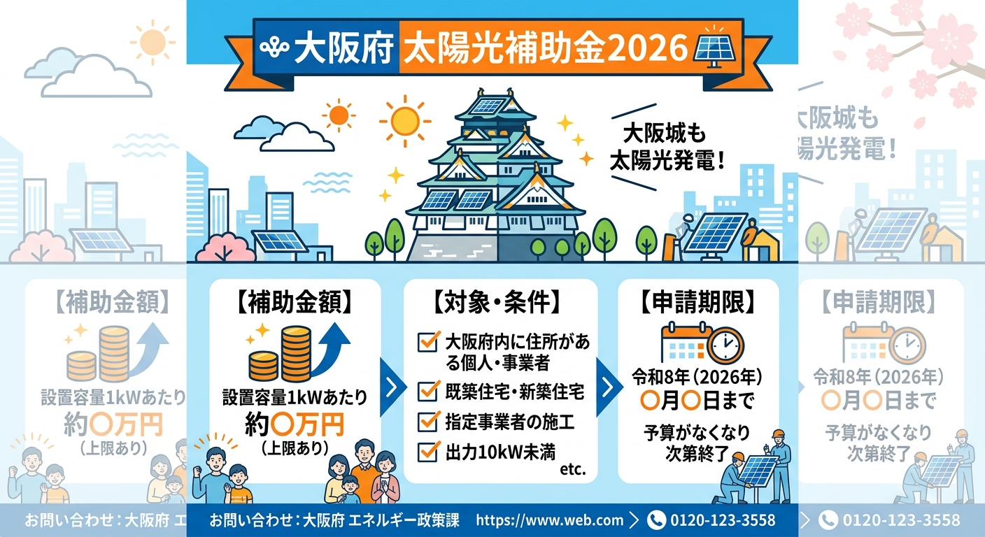 大阪府 太陽光パネル補助金2026|申請方法・条件まとめ