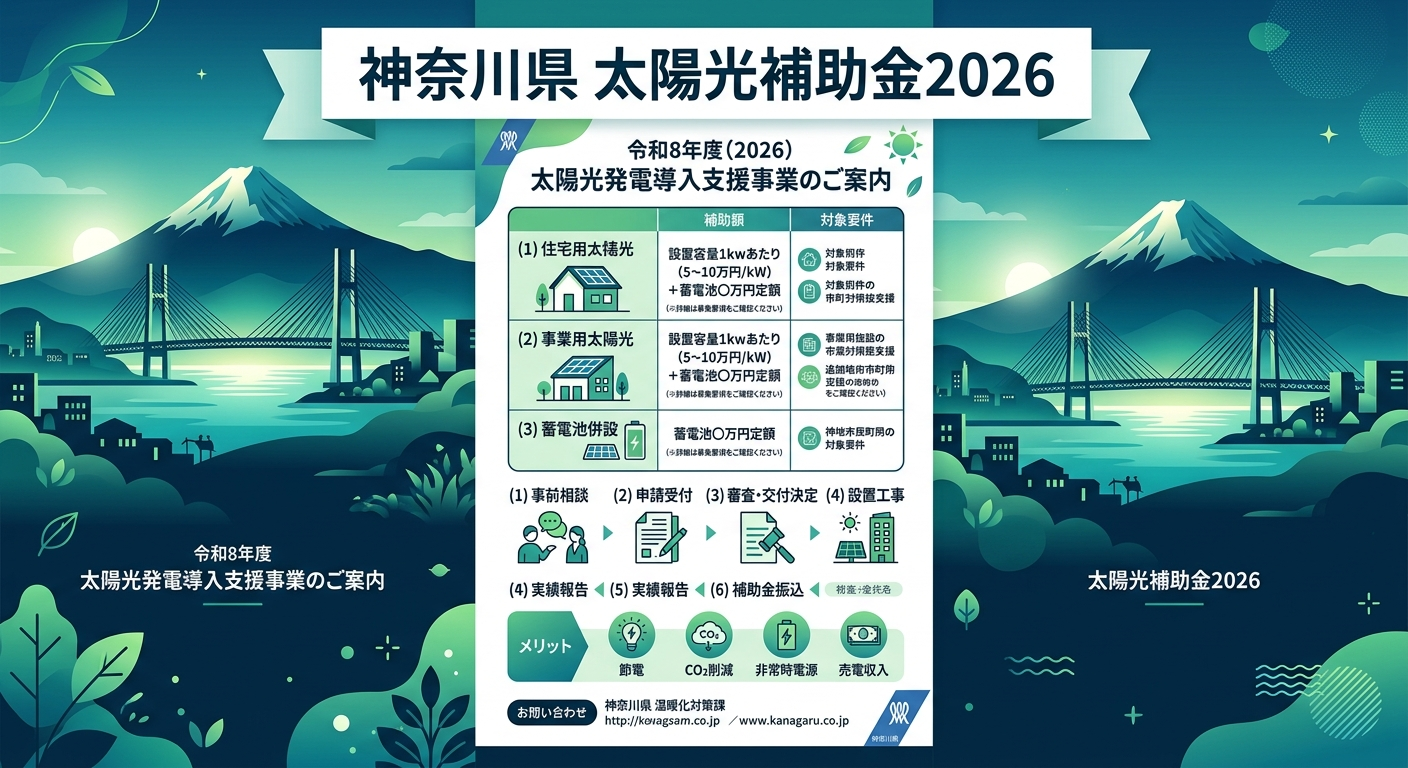 神奈川県 太陽光パネル補助金2026｜申請方法・条件まとめ