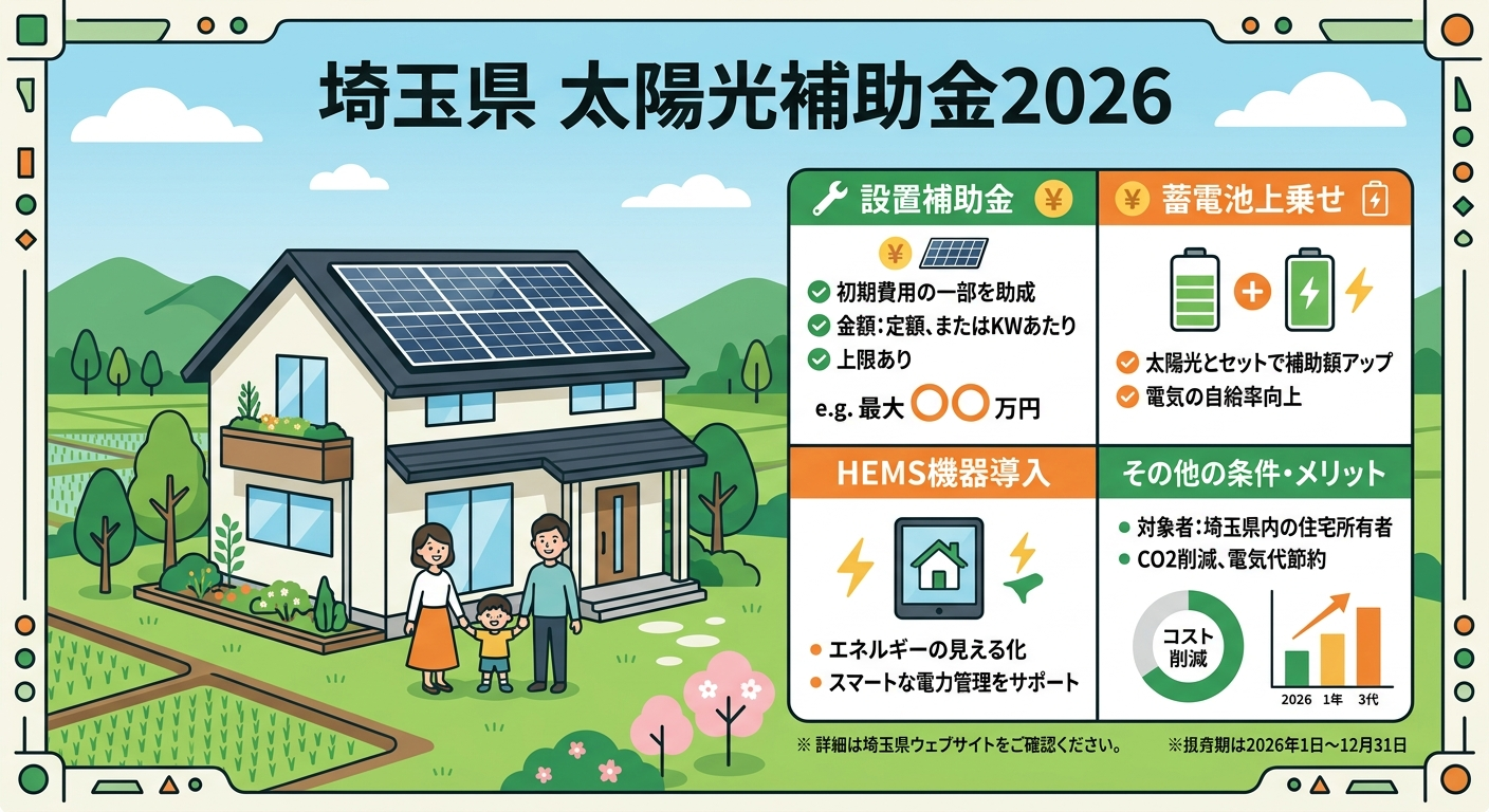 埼玉県 太陽光パネル補助金2026｜申請方法・条件まとめ