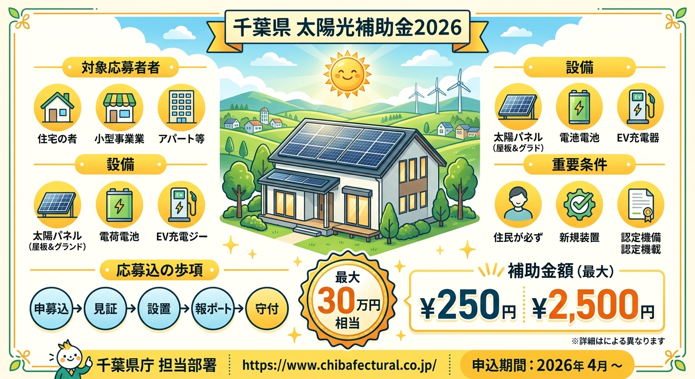 千葉県 太陽光パネル補助金2026｜申請方法・条件まとめ