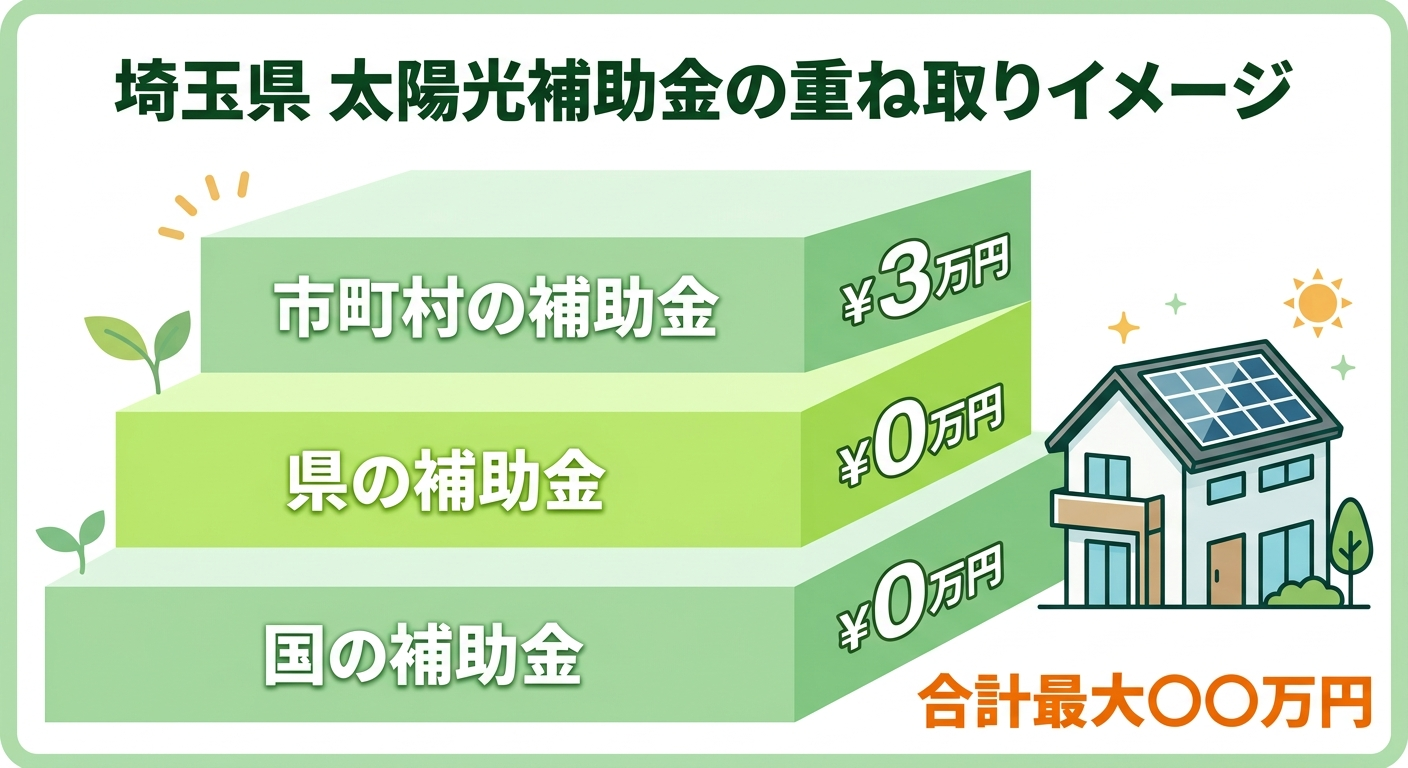 太陽光パネル補助金 埼玉県2026|県・市町村の上乗せ額・申請手順・併用パターンを完全解説