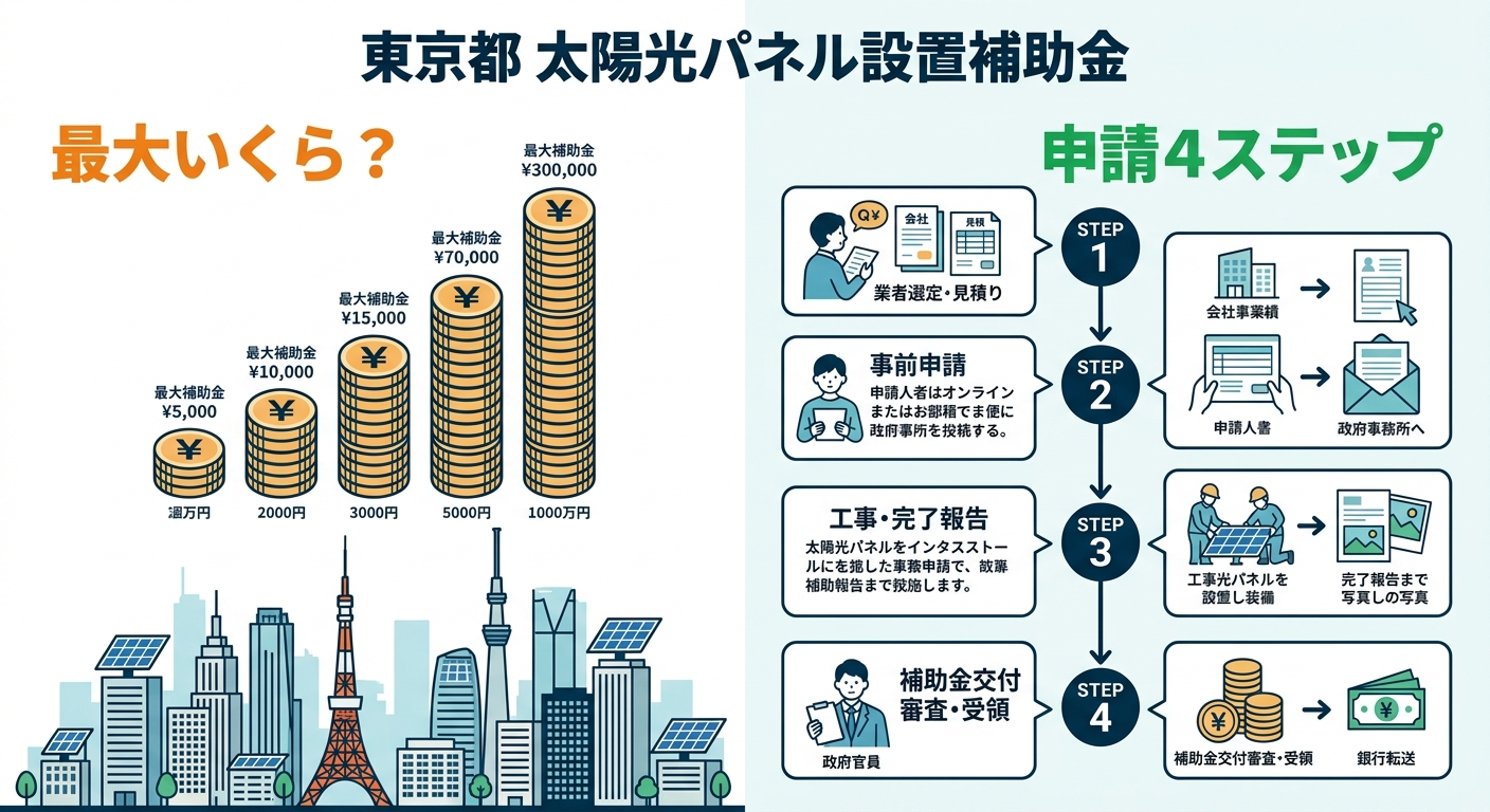 東京都 太陽光パネル設置補助金2026|設置費用への上乗せ額・対象条件・申請手順を完全解説