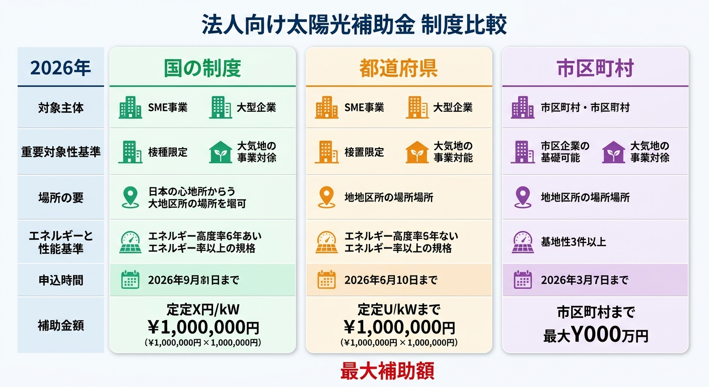 太陽光パネル補助金は法人も使える？2026年版｜対象制度・金額・申請条件を完全解説