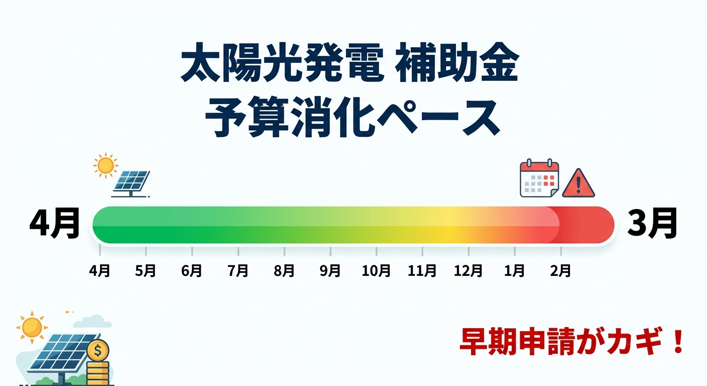 太陽光発電の補助金申請状況2026|予算残高・受付ペース・締切前に申請するコツを徹底解説